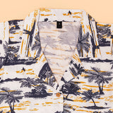 Tropical Sunset Seashore Boys Printed Half Sleeve Shirt with Shorts | Cuban Collar Shirt & Shorts Set