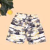 Tropical Sunset Seashore Boys Printed Half Sleeve Shirt with Shorts | Cuban Collar Shirt & Shorts Set