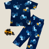 Blue Truck Print Kids Coords (Unisex) - Half Sleeve T-Shirt and Full Pant