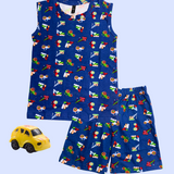 Trucks Pattern Kids Sleeveless T-Shirt Shorts Set (Unisex)
