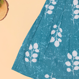 Twill Leafy Floral Collared Sleeveless Cotton Frock