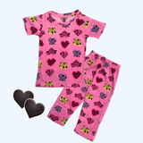 Twin Heart Mickey Kids Coords (Unisex) - Half Sleeve T-Shirt and Full Pant