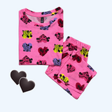 Twin Heart Mickey Kids Coords (Unisex) - Half Sleeve T-Shirt and Full Pant