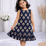 Twirl Daze - Sleeveless A-Line Cotton Frock