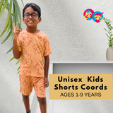 Peach Brown Teddy Kids Shorts Coords Set (Unisex) – Half Sleeve TShirt and Trouser