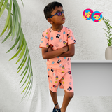 Peach Mickey | Kids Shorts Coords Set (Unisex)