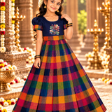 Varnam Madras Checks - Navy Flower (Preorder - Dispatch Starts from 29-10-26)