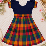 Varnam Madras Checks - Navy Flower (Preorder - Dispatch Starts from 29-10-26)