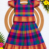 Varnam Madras Checks Pattu Pavadai - Pink Border (Preorder - Dispatch Starts from 2-11-26)