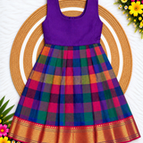 Varnam Madras Checks Pattu Pavadai - Pink Border (Preorder - Dispatch Starts from 2-11-26)