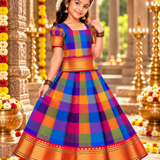 Varnam Madras Checks Pattu Pavadai - Red Border (Preorder - Dispatch Starts from 2-11-26)