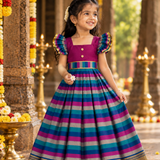 Varnam Mangalagiri Long Frock - Magenta