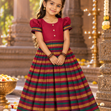 Varnam Mangalagiri Long Frock - Red