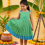 Vilva Mangalagiri Cotton Frock | Ethnic Sleeveless Frock with Soft Lining