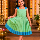 Vilva Mangalagiri Cotton Frock | Ethnic Sleeveless Frock with Soft Lining