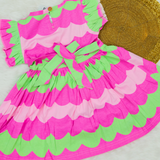 Wavy Bliss - Frill Cotton Frocks with bow