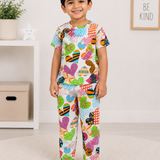 White Hearts Kids Coord Set (Unisex) – Half Sleeve TShirt and Pant