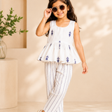 White Peplum Sleeveless Co-ord Set - Full Set Attached Lining