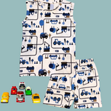 White Truck Lane Print Kids Sleeveless T-Shirt Shorts Set (Unisex)