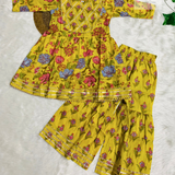 Yellow Flora Girls Ethnic Kurta Sharara Set