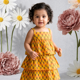 Yellow Floral Tiered Frock