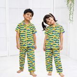 Yellow Minion Kids Night Suit - Half Sleeve Shirt and Full Pant