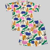 Zoo Print Kids Shorts Coord Set (Unisex) - Shorts with Single Side Packet