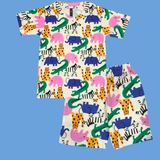 Zoo Print Kids Shorts Coord Set (Unisex) - Shorts with Single Side Packet