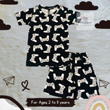 Black White Joystick Kids Half Sleeves T-Shirt and Shorts Coord Set (Unisex)