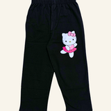 Black Kitty Print Kids Lounge Pant Unisex