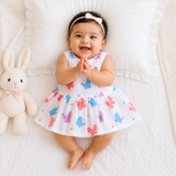 Muslin Back Button Frock - Butterfly