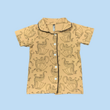 Choco Dragon Print Kids Night Suit - Half Sleeve Shirt and Full Pant