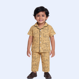 Choco Dragon Print Kids Night Suit - Half Sleeve Shirt and Full Pant