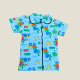 Colorful Farm Print Kids Night Suit - Half Sleeve Shirt and Full Pant