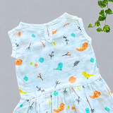 Muslin Back Button Frock - Mini Birds