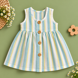Muslin Crinkle Stripes Button Frock - BY (Preorder - Dispatch starts from 20-10-26)