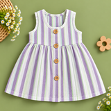Muslin Crinkle Stripes Button Frock - LY (Preorder - Dispatch starts from 20-10-26)