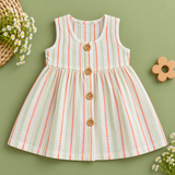 Muslin Crinkle Stripes Button Frock - RG (Preorder - Dispatch starts from 20-10-26)