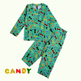 Green Candies Full Sleeve Kids Co-ord Set (Unisex) - Pant with Single Side Packet