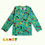 Green Candies Full Sleeve Kids Co-ord Set (Unisex) - Pant with Single Side Packet
