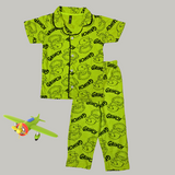 Grinch Print Print Kids Night Suit - Half Sleeve Shirt and Full Pant