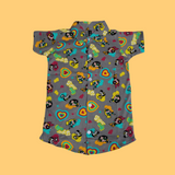 Cute Heart Print Kids collar Coord Set - Half Sleeve Shirt and Full Pant