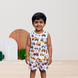JCB Print Kids Sleeveless T-Shirt Shorts Set (Unisex)