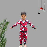 Christmas Red Mickey Print Kids Sweatshirt and Joggers Set (Unisex)