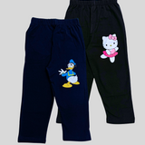 Kids Lounge Pant Unisex Combo 1 - Black Kitty and Blue Donald Print