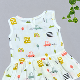 Muslin Back Button Frock - Little Cars ( Preorder Dispatch from 15-6-26)