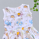 Muslin Back Button Frock - Little Elephants