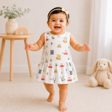 Muslin Back Button Frock - Little Cars