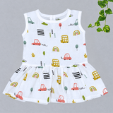 Muslin Back Button Frock - Little Cars