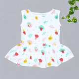 Muslin Back Button Frock - Mini Veggies